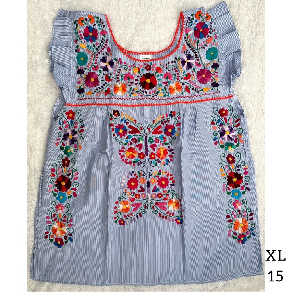 Mexican Boho Embroidered “The Jane” Top XL